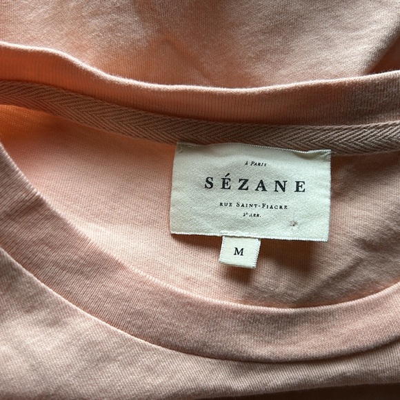 Sezane Amour Libre T Shirt Free Love Cotton Peach Short Sleeve Sz M NEW - Picture 6 of 10